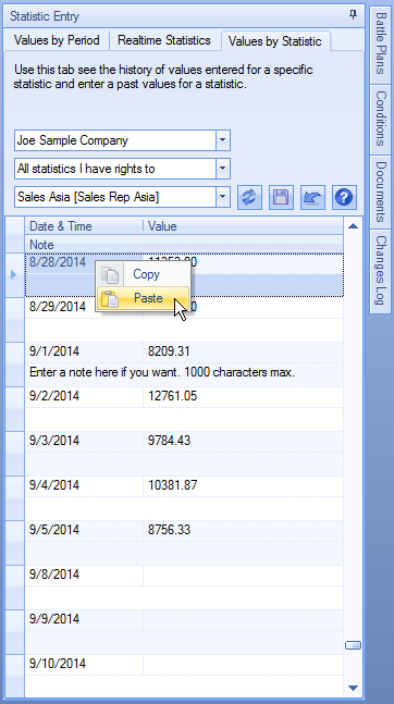 paste values