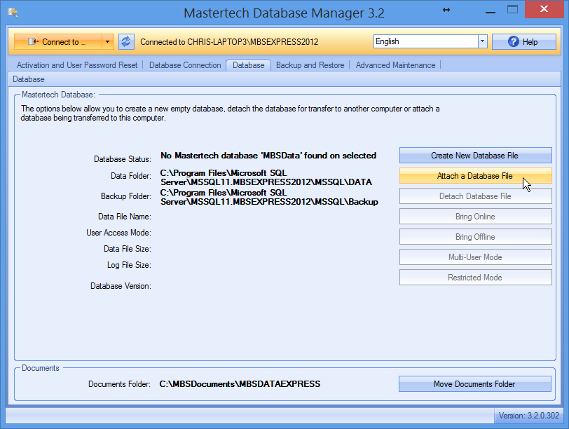 attach database